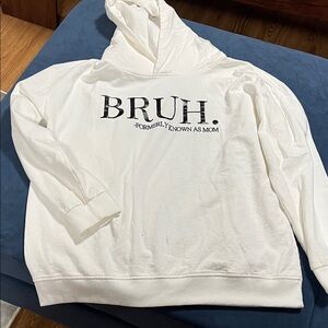 White Hoodie with 'BRUH' Print